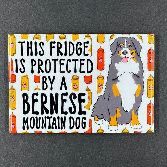 Bernese Mountain Dog Fridge Protector Magnet Handmade Retro Pet Portrait Decor - Picture 1 of 6